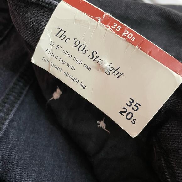 Abercrombie Fitch 90s Straight Ultra High Rise Distressed Black Jeans 35 20 new - Picture 11 of 14